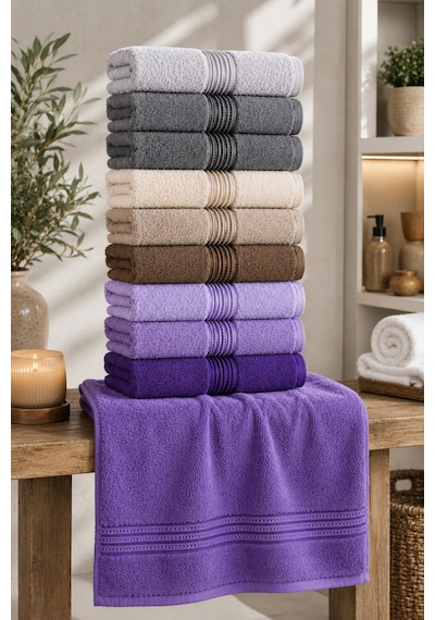 Alia Soft 50x90 Cm 10'lu El Ve Yüz Havlu Set Çok Renkli