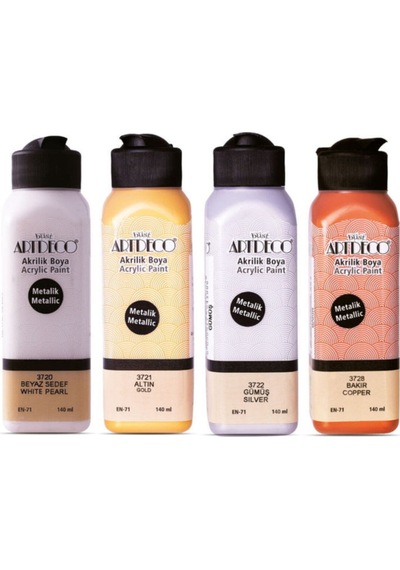 Metalik Akrilik Boya 4 Renk X 140 Ml Set Karışık