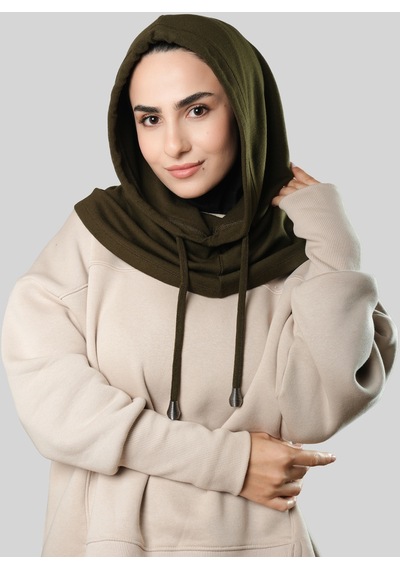 Hürrem Bone Haki Bağcıklı Salaş Balaklava Boyunluklu Bere Triko Düz 2326 09 Haki