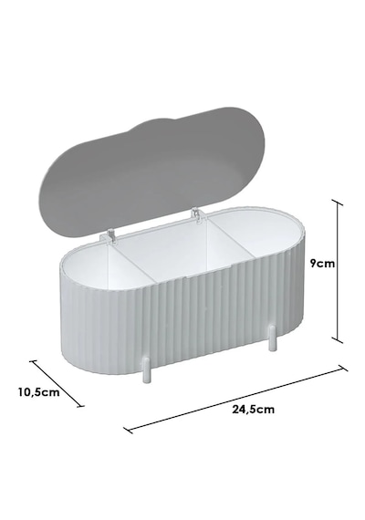 Maxi Home Aura Kapaklı Makyaj Organizer Toz Korumalı Kozmetik Düzenleyici Masaüstü Fırçalık Beyaz