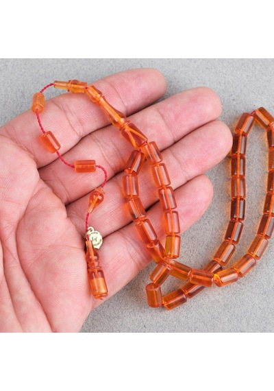 Ateş Kehribar Eski Heykel Objeden Bilek Boy Yumuşak Kesme Kesim 5.5x10.5mm Tesbih