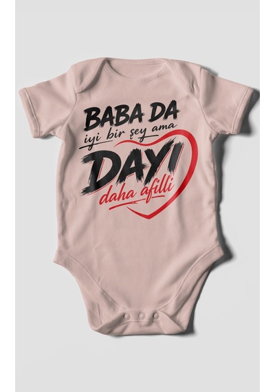 Morivokids Babaya Özel Kısa Kollu Bebek Body %100 Pamuk Zbn185-kk Pastel Pembe