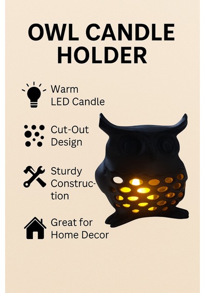 3d Dekoratif Baykuş Mumluk, Tealight Mumluk, Bohem Rustik Ev Dekoru, Hediyelik Romantik Aydınlatma