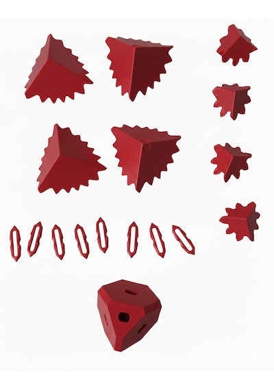 Mekanik Dişli Çarklı Zeka Küpü Hareketli Puzzle Yapı Bloğu - Eğitici Zeka Küpü Stres Oyuncağı-kırmızı