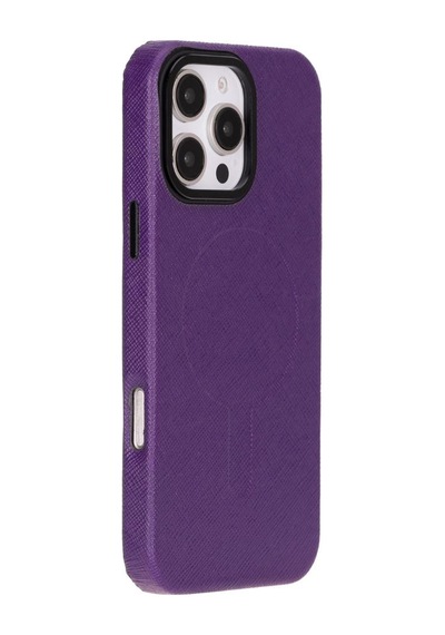 Bloomcase Aeris Dusty Mulberry Apple iPhone Uyumlu 16 Pro Magsafe Hakiki Deri Kılıfı Mor