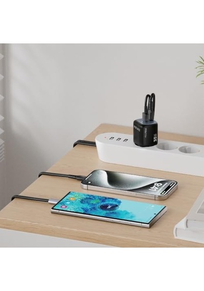Gan Hızlı Şarj Adaptörü Şarj Cihazı 1x Type-c Girişi 1x Usb Girişi Dijital Gösterge Güçlü Performans Şarj