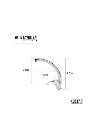 Kustar Delta Kuğu Lavabo Banyo Mutfak Batarya Takımı 3'lü Krom