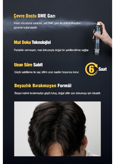 Bambu Özlü Mat Bitiş Ve Güçlü Tutuş Sunan Saç Sabitleyici Sprey Dashu For Men Bamboo Pin Spray 300ml