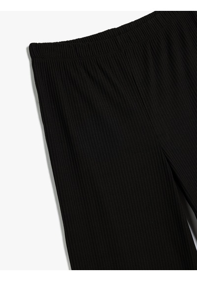 Koton Yüksek Bel Pantolon Beli Lastikli Viskon Karışımlı Dokulu Siyah 5wal40002ık Siyah