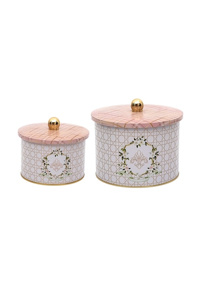 Evle Rosy Topuz Kulplu Saklama Kabı 2 Li Set 17.5 x 13 CM - 14 x 10 CM Çok Renkli