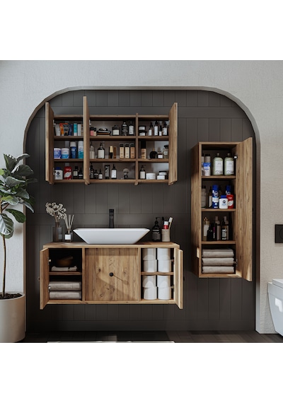 Lavabolu Mat Mdf 105 Cm Çekmeceli Banyo Dolabı + Aynalı Dolap Atl Atlantik Çam Lavabolu Mat Mdf 105 Cm Çekmeceli Banyo Dolabı + Aynalı Dolap Atl Atlantik Çam