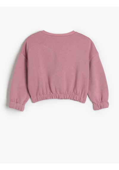 Koton Sweatshirt Bisiklet Yaka Kedi Baskılı Uzun Kollu Lila 5wkg10516ak Lila