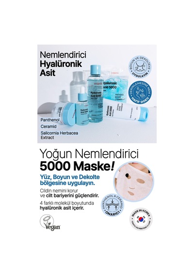 Yeppda hyalüronik asit içeren yoğun ne MLendirici kağıt maske Yeppda hyaluronic acid mask 27 ML