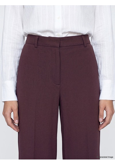 Lcw Modest Bordo Regular Fit Geniş Paça Kadın Pantolon