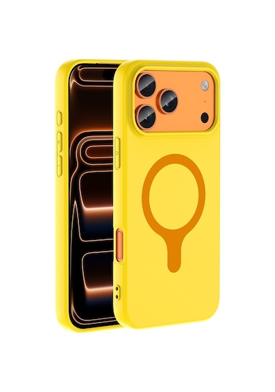 Apple İphone 17 Pro Max Kılıf M-safe Şarj Özellikli Zore Aris Silikon Kapak Sarı