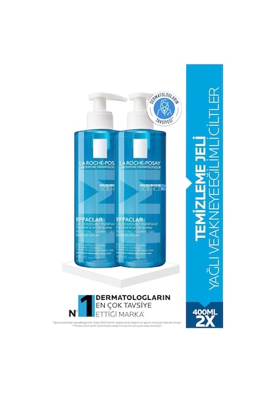 Effaclar Jel Yağlı, /sivilceye Eğilimli Ciltler Için Yüz Temizleme Jeli 400mlx2