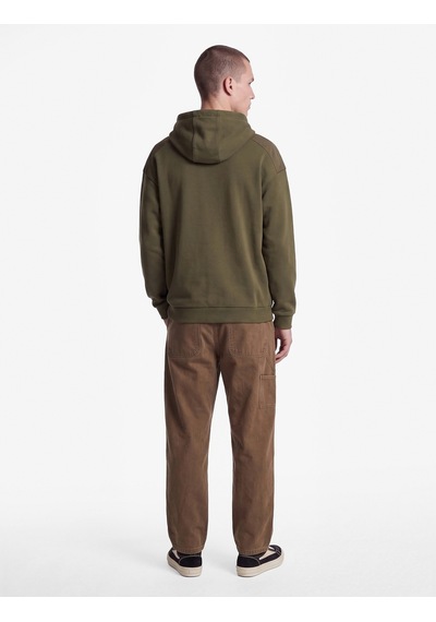 Koton Üç İplik Uzun Kollu Kanguru Cepli Kapşonlu Oversize Sweatshirt Haki 7wam70158mk