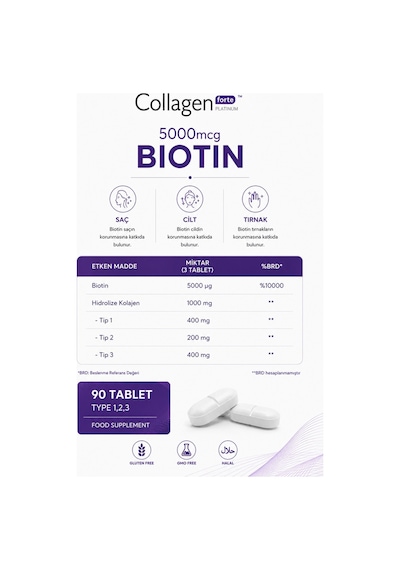 Collagen Forte Platinum Biotin 5000 MCG 60 Tablet