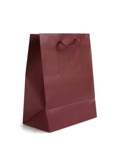 Kağıt İp Saplı Çanta Bordo 18X10X23 İthal(12'Li)-Kağıt İp Saplı Çanta Bordo 18X