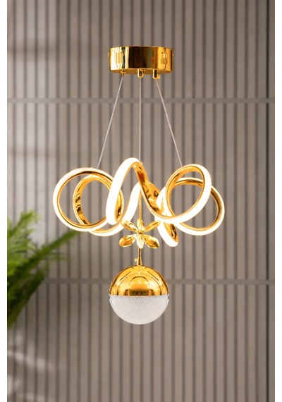 Elena Model Gold Şık Led Salon Yatak Mutfak Oturma Odası Sarkıt Beyaz Işık Led Avize Gold