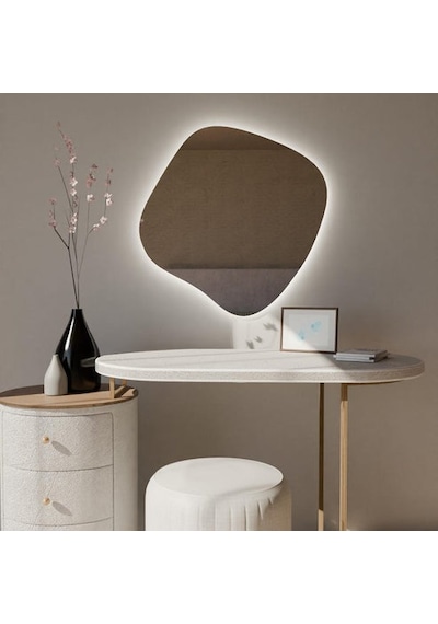 60x60 Cm Organic Form Dimmable Dokunmatik Led Ayna 6500k Beyaz Işık Beyaz