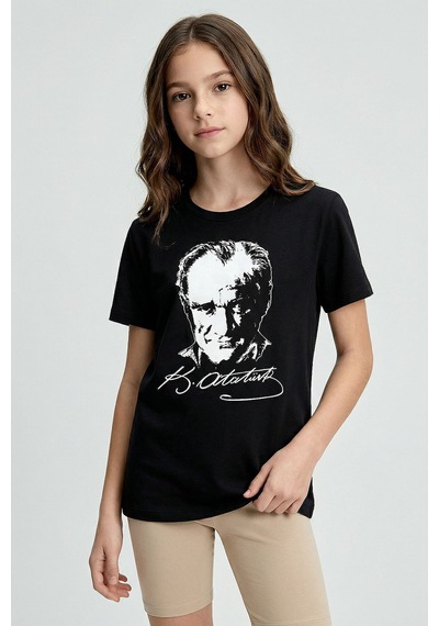 Tommy Life Siyah Atatürk Baskılı Unisex T-shirt - 11332