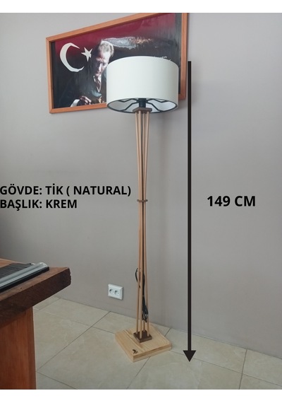 Ahşap Ayaklı Lambader Naturel- Krem-ekru Başlık