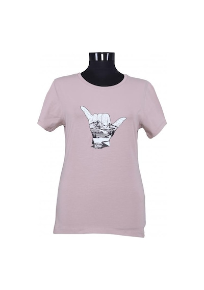 El Baskılı Kadın T-shirt Dark Bej