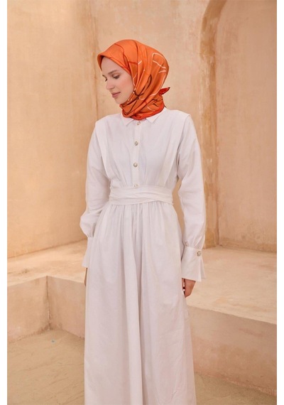 Belli İpek Eşarp - 4113-81 Turuncu Twill