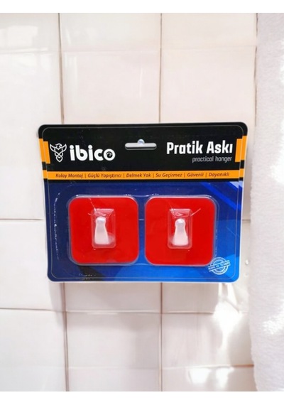 2li Pratik Güçlü Yapışkanlı Askı Kırmızı