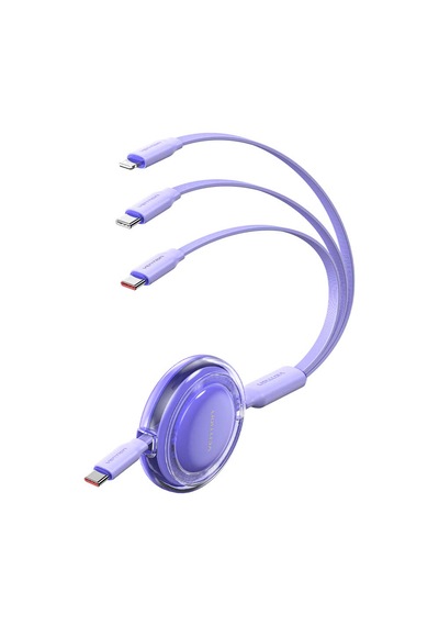 Vention 100w Makaralı Çift Type-c Ve Lightning Çıkışlı 5a Hızlı Şarj Kablosu 1,1m Mor