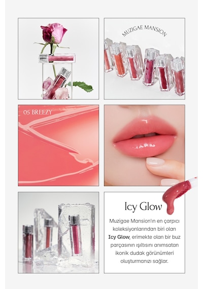 Muzıgae Mansıon Uzun Süre Parlak Görünüm Sunan Lip Gloss Icy Glow 05 Breezy