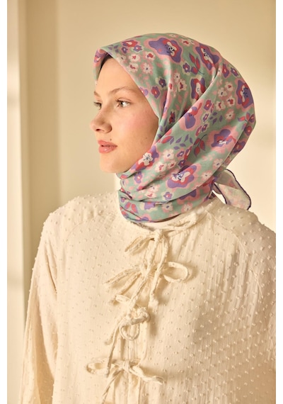 Silk Home Soft Eşarp 73090-20 Pastel Yeşil, Eflatun, Pembe, Somon Pembe