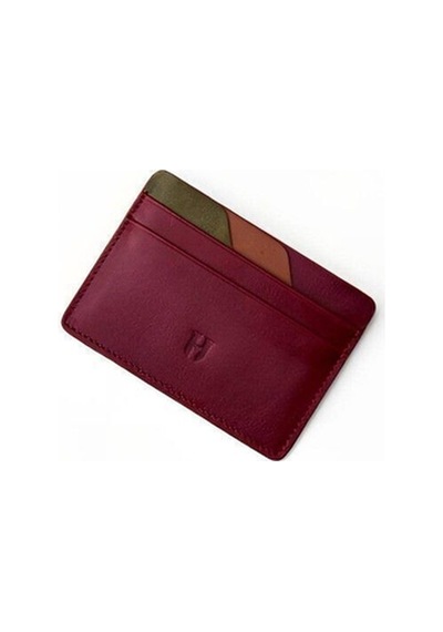 Helmbrook London Elton Erkek Bordo Plus Color Deri İnce Tasarım Çok Bölmeli Rfid Korumalı Kartlık Bordo