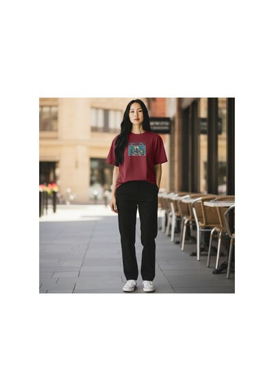 Urbantrendstore Unisex Sonsuza Kadar Funny Eğlenceli Oversize Fit Rahat Geniş Salaş T-shirt Günlük Tişört Bordo