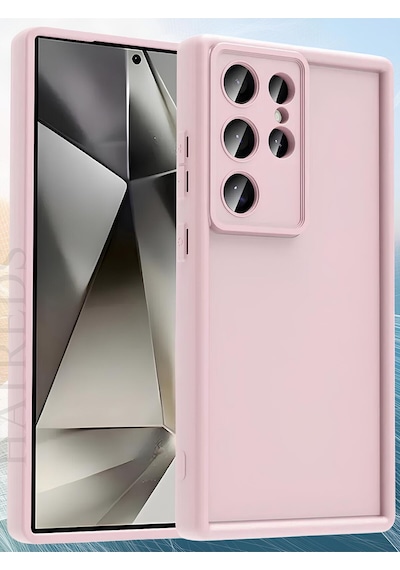 Galaxy S25 Ultra Kılıf Kamera Korumalı Kenar Çıkıntılı Soft Renkli Silikon Kapak - Pembe