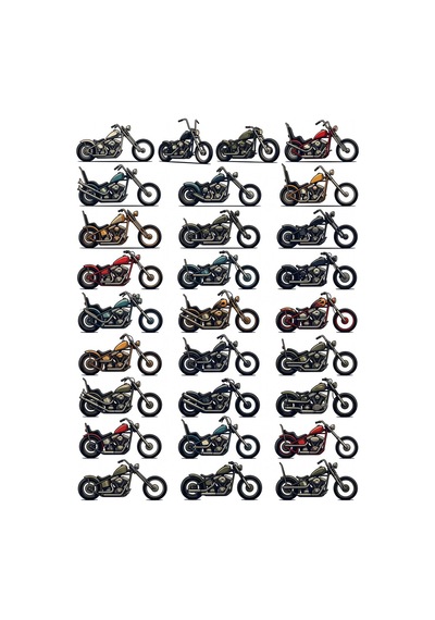 30 Adet Retro Chopper Motosiklet Sticker Seti - Kask, Laptop Ve Ajanda İçin Çok Renkli