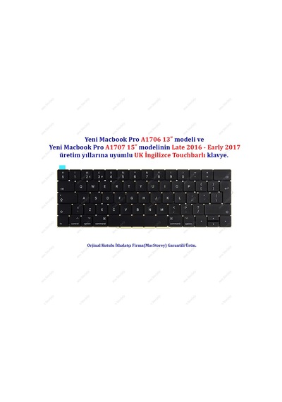 Apple Uyumlu MacBook Pro İle 13inc A1706 15inc 1707 Klavye Tuş Takımı Uk-ingilizce 2016/2017