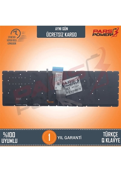 HP Uyumlu 15-rb011nt (7GT17EA) Klavye Işıklı Siyah (TR) (Pars Power) Siyah - Yeşil Işıklı 405871