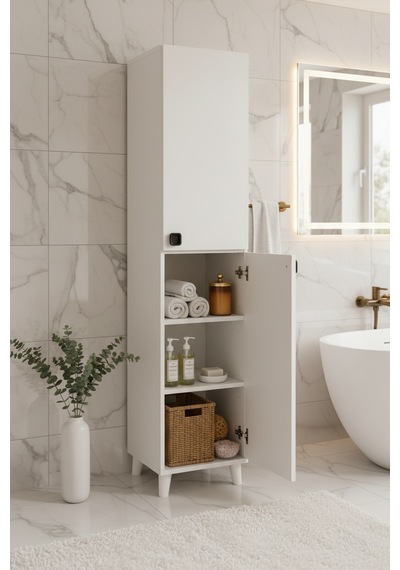 Bari Çok Amaçlı Depolama Dolabı Banyo Dolabı Erzak Dolabı Mutfak Organizeri Kapaklı Raflı Dolap Beyaz Bari Çok Amaçlı Depolama Dolabı Banyo Dolabı Erzak Dolabı Mutfak Organizeri Kapaklı Raflı Dolap Beyaz
