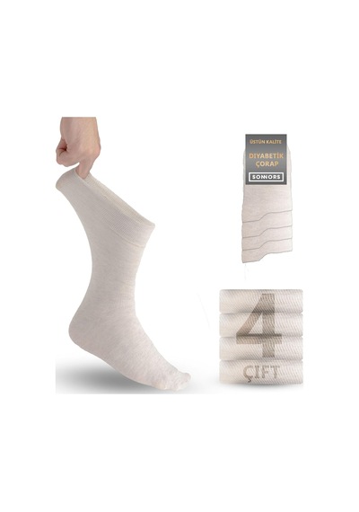 Xmlbayiciniz 4 Çift Diyabetik Çoraplar - Organik Pamuk Çorap Erkek Kadın Çorabı - Dikişsiz Nefes Alabilir Rahat Lastik & Vücu Genel