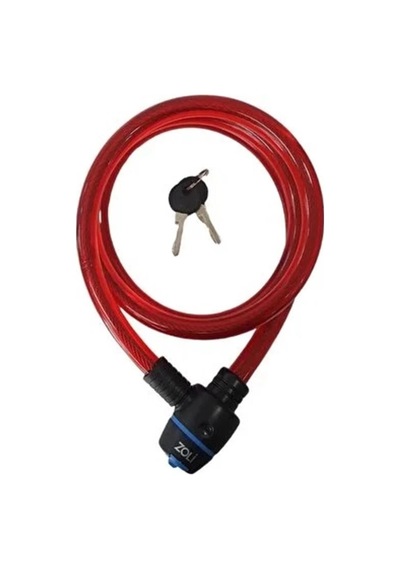 Zoli Bisiklet Kilit Halat 15x1000 84118 Anahtarlı Kırmızı Klt-105-2 Çok Renkli