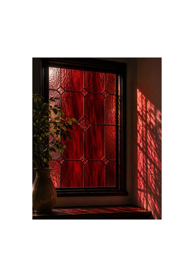 Dekoratif Vitray Cam Yakut Kırmızısı Damarlı 21x29,7 Cm