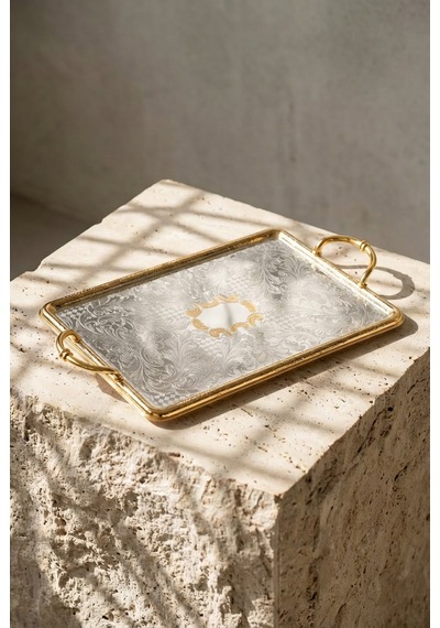 Acar Juana Gold Desenli Tepsi - 40 Cm