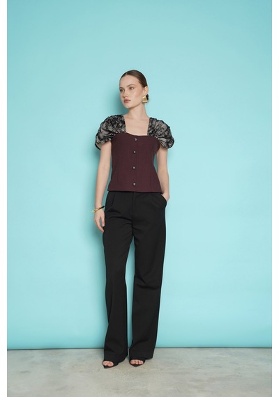 Verymoda Omuz Dantel Detaylı Kayık Yaka Bluz D2994 Kahve