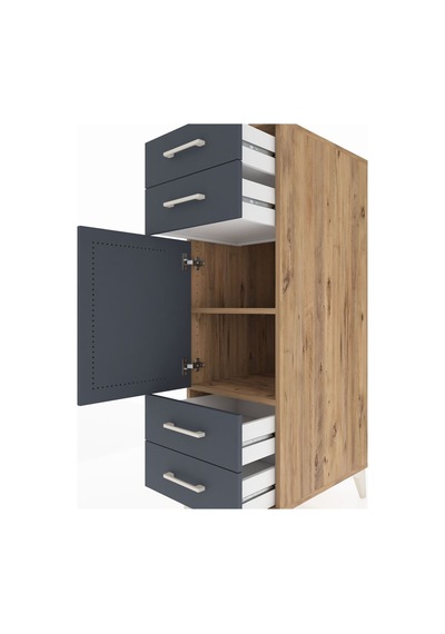 Kronos Dolap 2 Raflı 4 Çekmeceli Tek Kapaklı 44x59x134 Çam-an... Çam