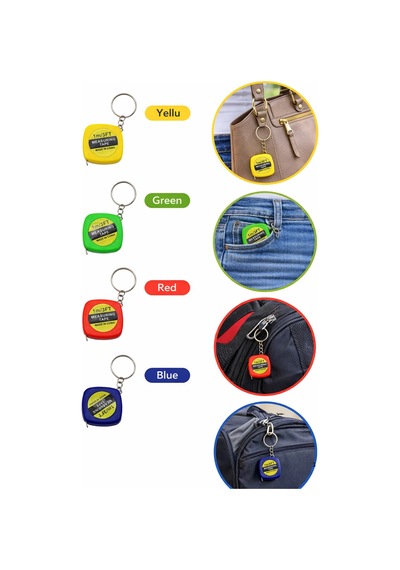 Ers 3 Adet Metre Anahtarlık 1 Metre Şerit Ölçüm Bandı Cep Tipi Taşınabilir Metre Çok Renkli