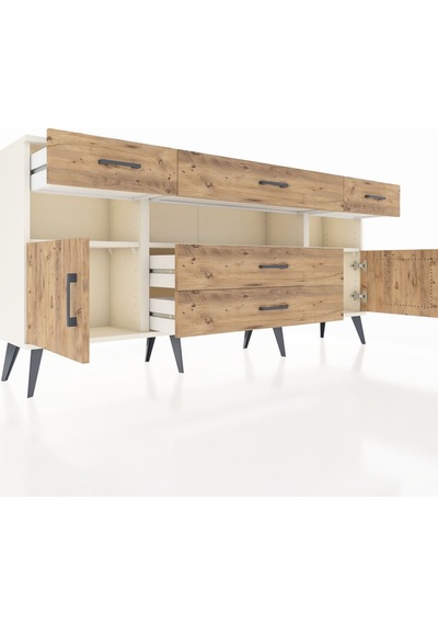 Arges Konsol 3 Raflı 5 Çekmeceli 2 Kapaklı 176x30x83 Aytaşı-çam/çam Çam/çam Arges Konsol 3 Raflı 5 Çekmeceli 2 Kapaklı 176x30x83 Aytaşı-çam/çam Çam/çam