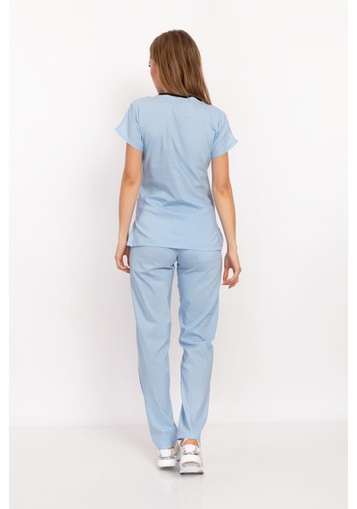 Bebe Mavi Likralı Unisex Doktor Hemşire Hastane Scrubs Üniforma Takımı Bebe Mavi Bebe Mavi