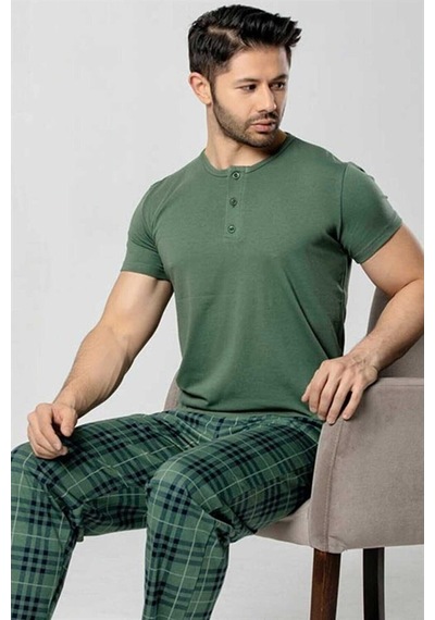 Kmk Kombin Aydoğan Erkek Kısa Kol Haki Pijama Takımı Haki